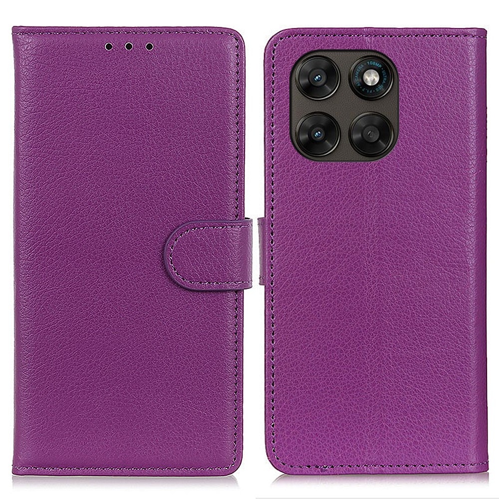 Litchie knižkové púzdro na Motorola Moto G87 5G/G77 5G/G67 5G - fialové