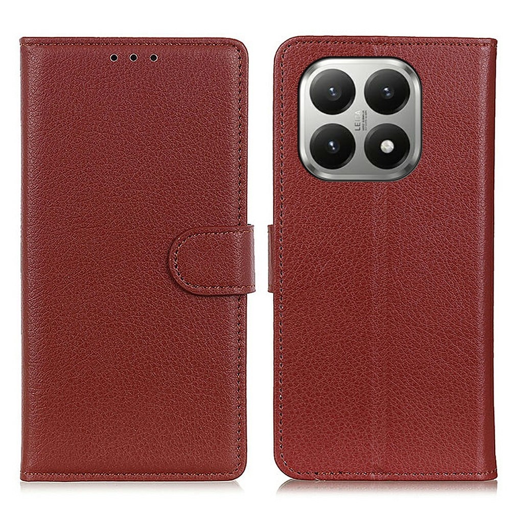 Litchie knižkové púzdro na Xiaomi 17T Pro - hnedé