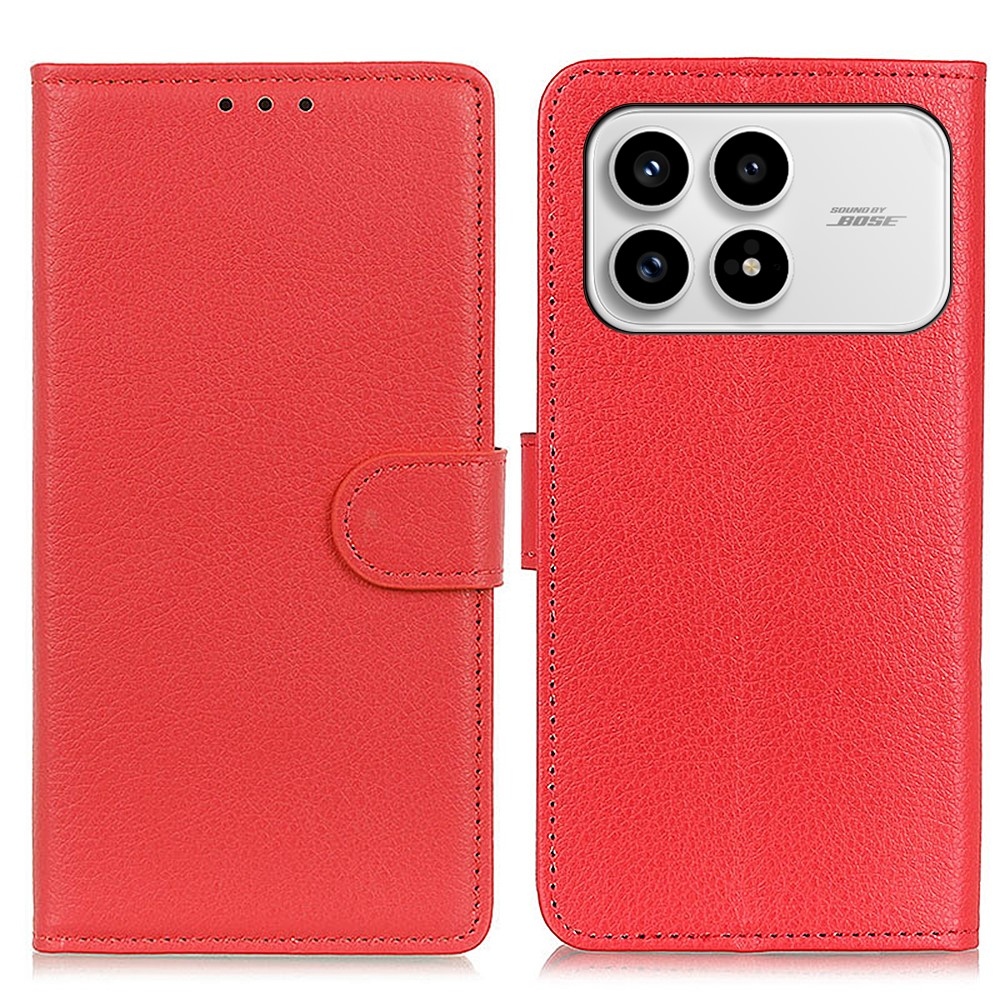 Litchie knižkové púzdro na Xiaomi Poco F8 Pro 5G - červené