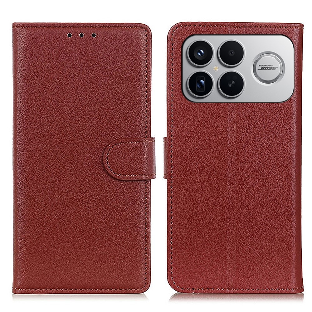 Litchie knižkové púzdro na Xiaomi Poco F8 Ultra 5G - hnedé