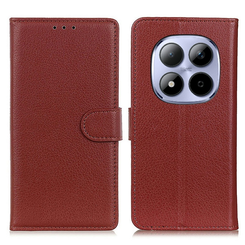 Litchie knižkové púzdro na Xiaomi Redmi Note 15 Pro 4G - hnedé