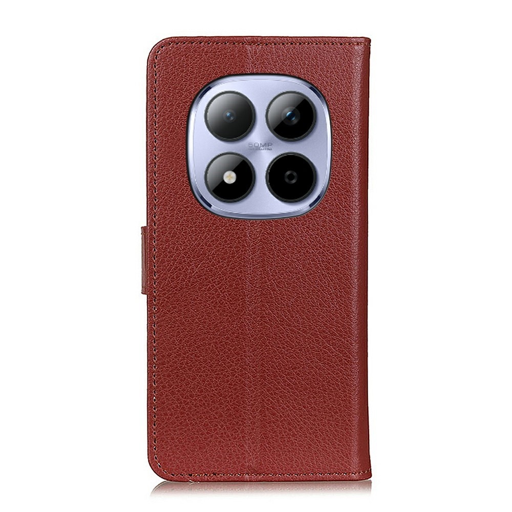 Litchie knižkové púzdro na Xiaomi Redmi Note 15 Pro 4G - hnedé