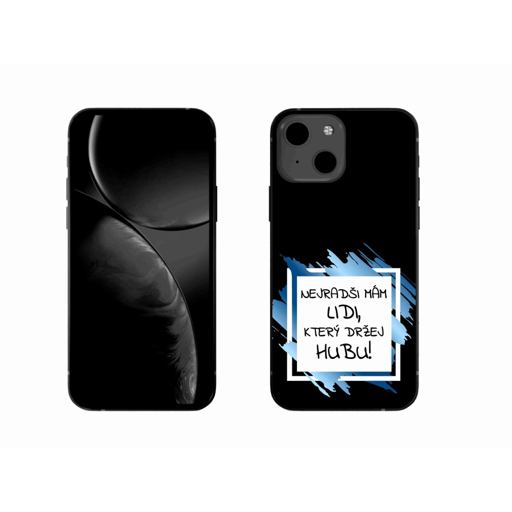 Gélový kryt mmCase na iPhone 13 6.1 - vtipný text 7 bieločierne pozadie