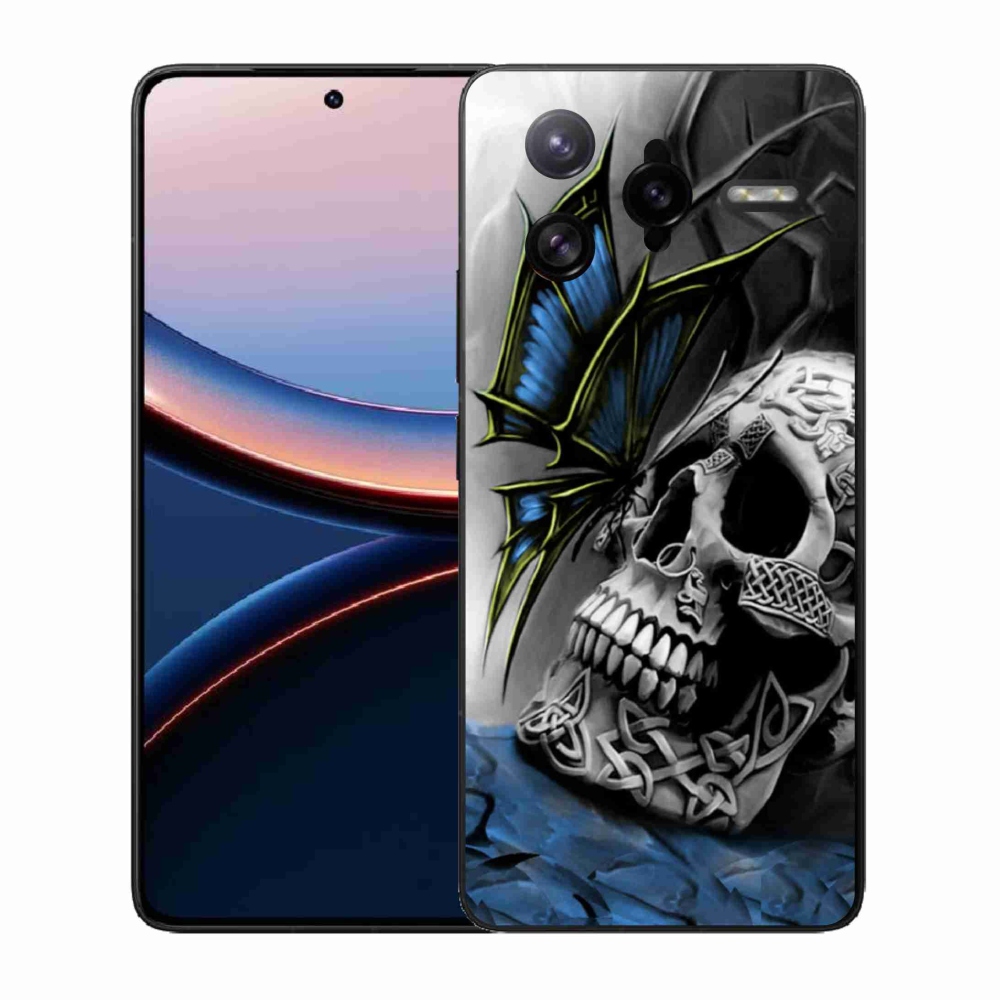Gélový kryt mmCase na Xiaomi Poco F7 Ultra - motýľ a lebka