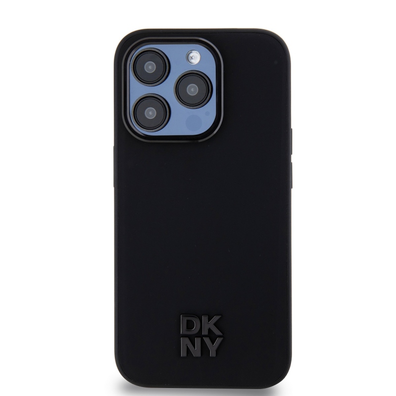 DKNY PU Leather Stack Logo Magsafe Zadný Kryt pre iPhone 14 Pro Black