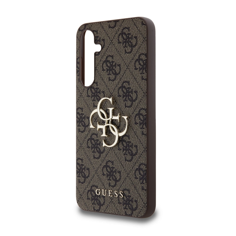 Guess PU 4G Metal Logo Zadný Kryt pre Samsung Galaxy A55 5G Brown
