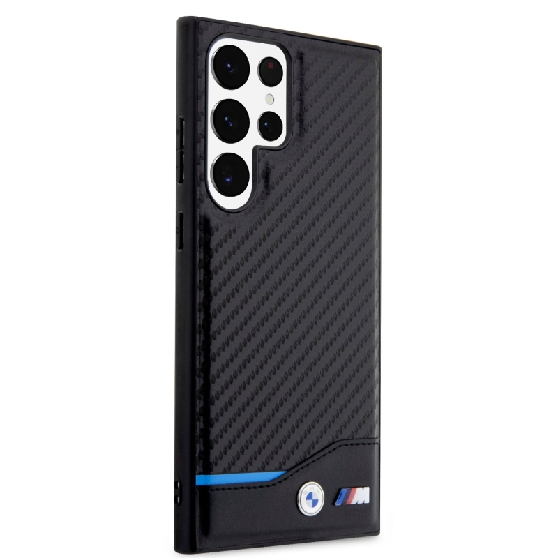 BMW M PU Carbon Blue Line Zadný Kryt pre Samsung Galaxy S23 Ultra Black