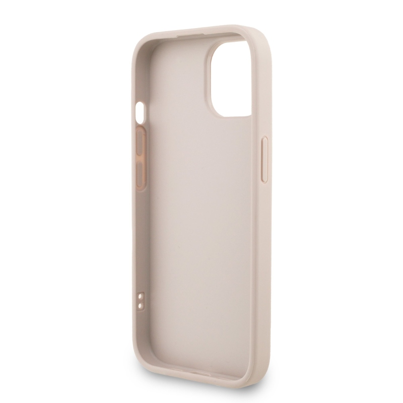 Guess PU 4G Metal Logo Strap Zadný Kryt pre iPhone 15 Pink