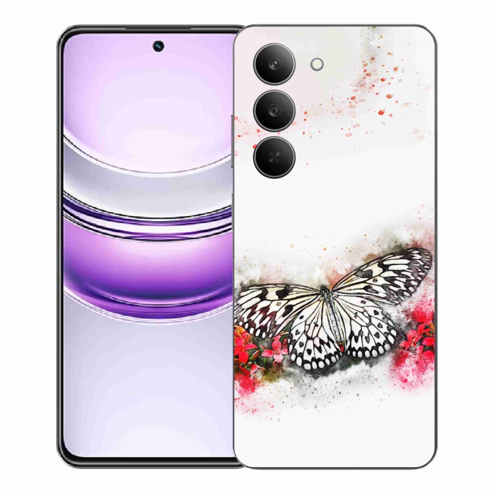 Gélový kryt mmCase na Realme 14x 5G - čiernobiely motýľ