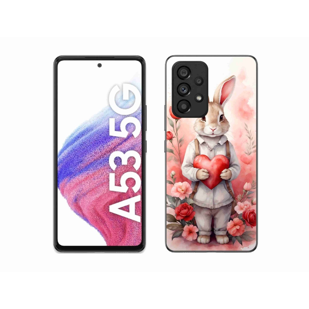 Gélový kryt mmCase na Samsung Galaxy A53 5G - zajac so srdiečkom