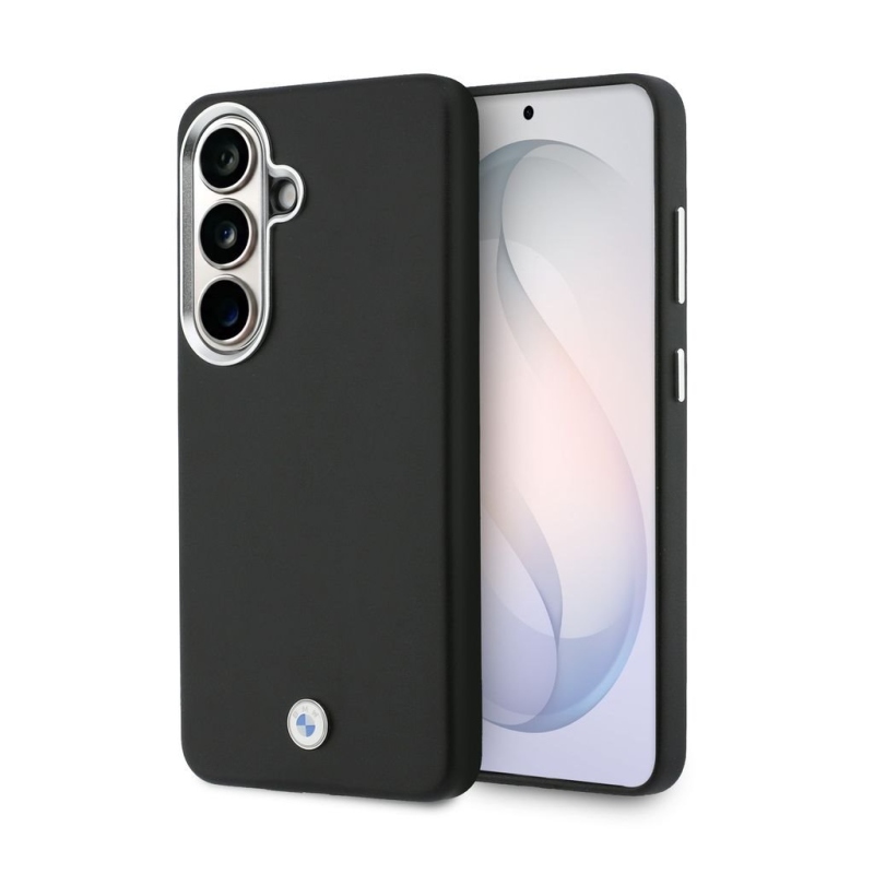 BMW Signature PU Leather Metal Logo Magnetic Back Cover pre Samsung Galaxy S26+ Black