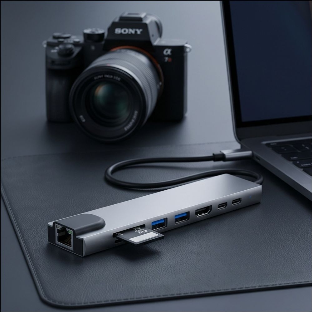 Tech-Protect HB09 USB-C adaptér 8v1 s HDMI, USB, RJ45 a čítačkou kariet