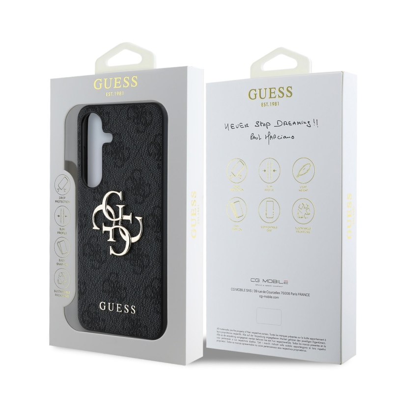 Guess PU 4G Metal Logo Zadný Kryt pre Samsung Galaxy S25+ Grey