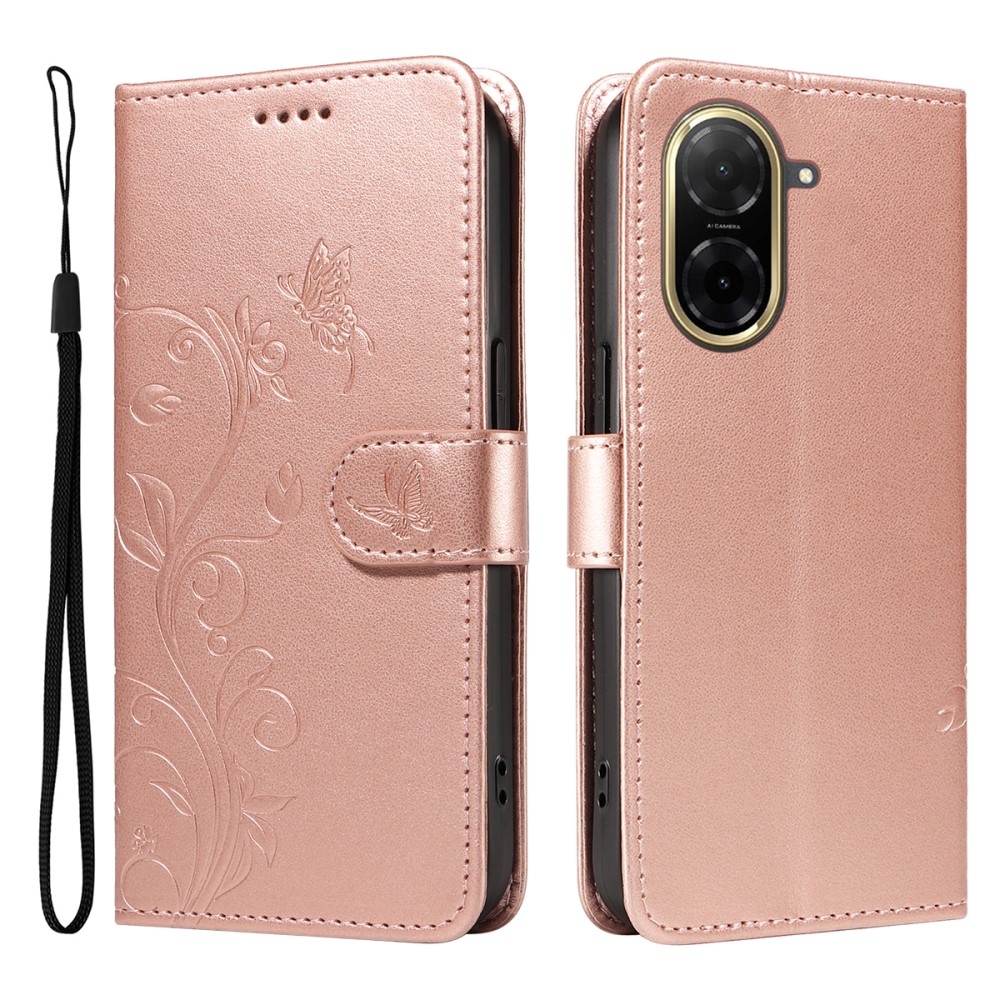 Flowers knižkové puzdro na Xiaomi Redmi A5 (173.45x79.35x8.45mm) - ružovozlaté
