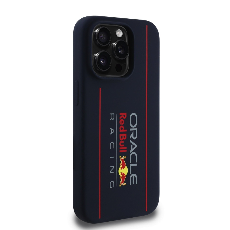 Red Bull Silicone Vertical Logo MagSafe Zadný Kryt pre iPhone 15 Pro Navy