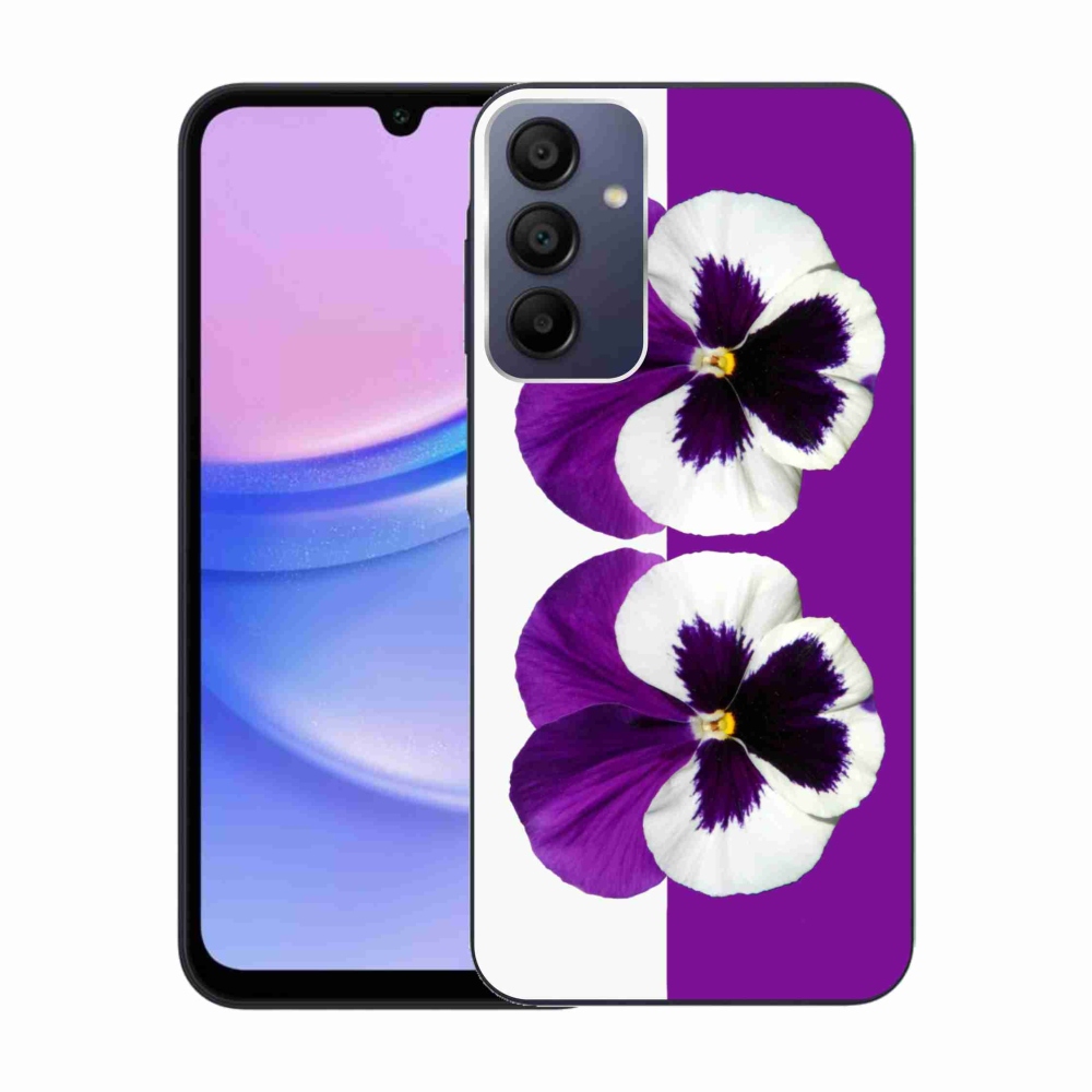 Gélový kryt mmCase na Samsung Galaxy A15 4G/5G - fialovobiely kvet