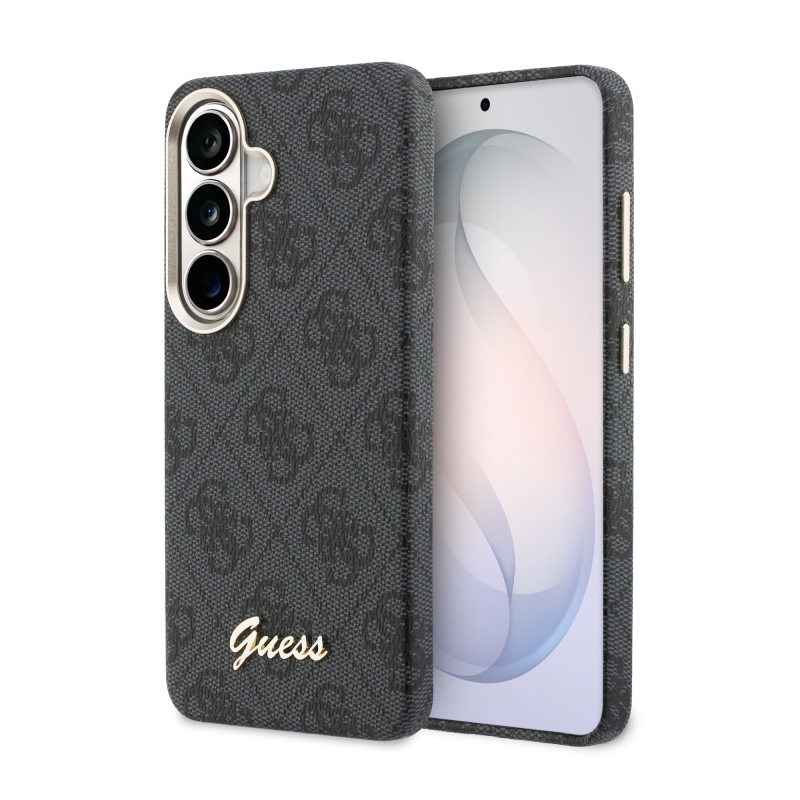 Guess PU 4G Script Metal Logo Magnetic Back Cover pre Samsung Galaxy S26 Black