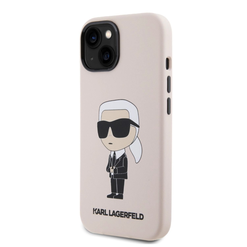 Karl Lagerfeld Liquid Silicone Ikonik NFT Zadný Kryt pre iPhone 15 Pink