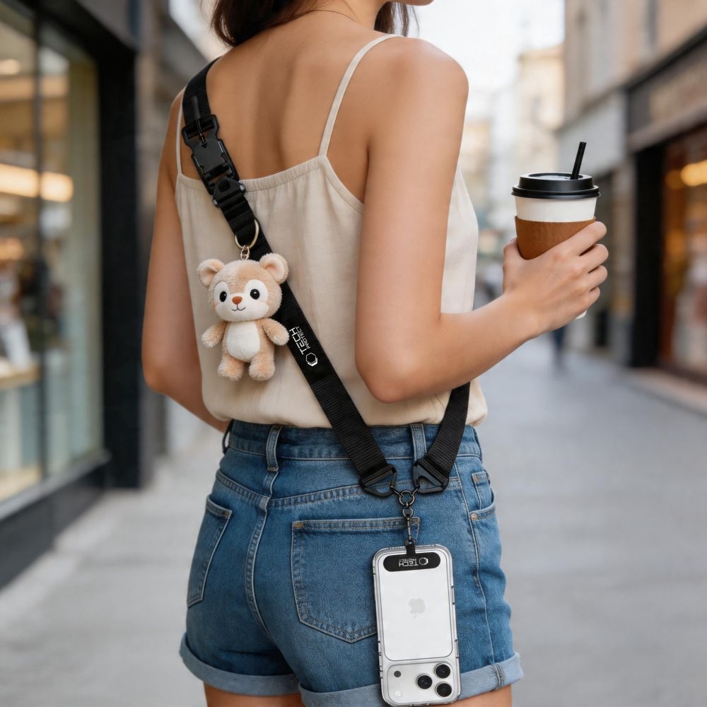 Tech-Protect C9S Rope Crossbody popruh na telefón - čierny