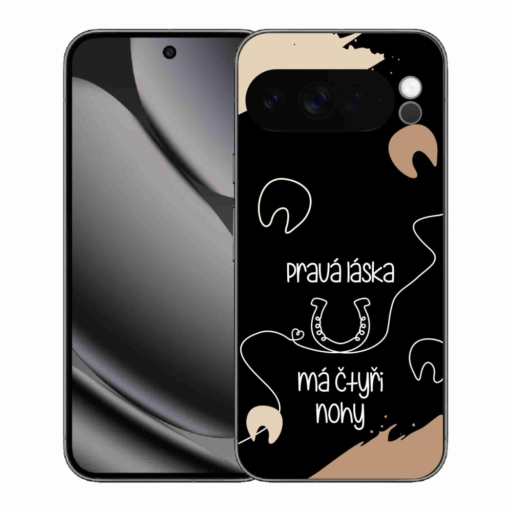 Gélový kryt mmCase na Google Pixel 10 Pro XL - konský motív čierne pozadie