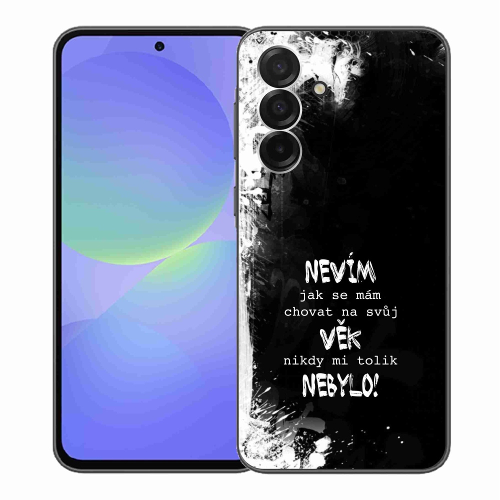 Gélový kryt mmCase na Samsung Galaxy A36 5G - vtipný text 14 čierne pozadie