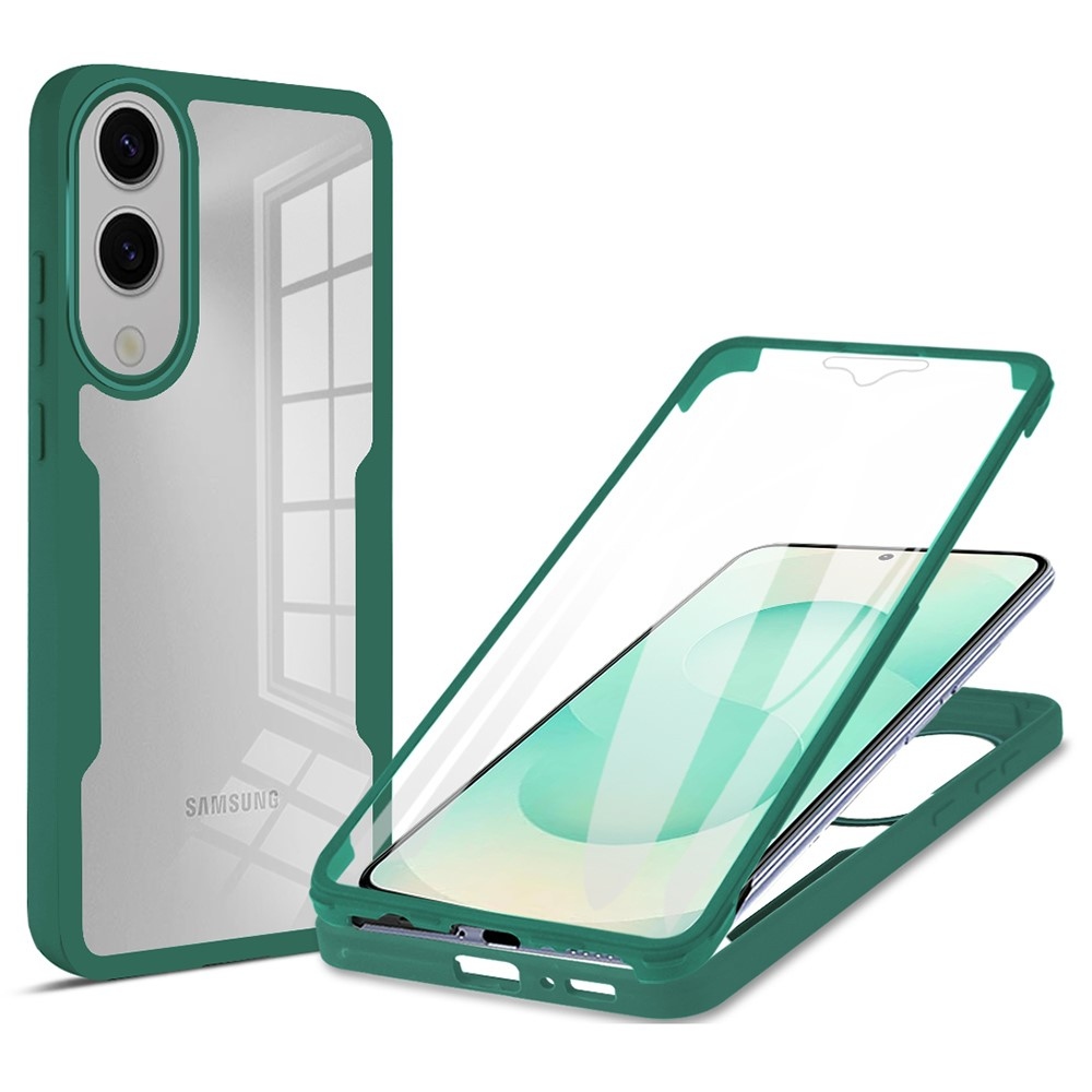 Acryl gélový obal s rámčekom pre ochranou displeja na Samsung Galaxy S25 Edge - zelený