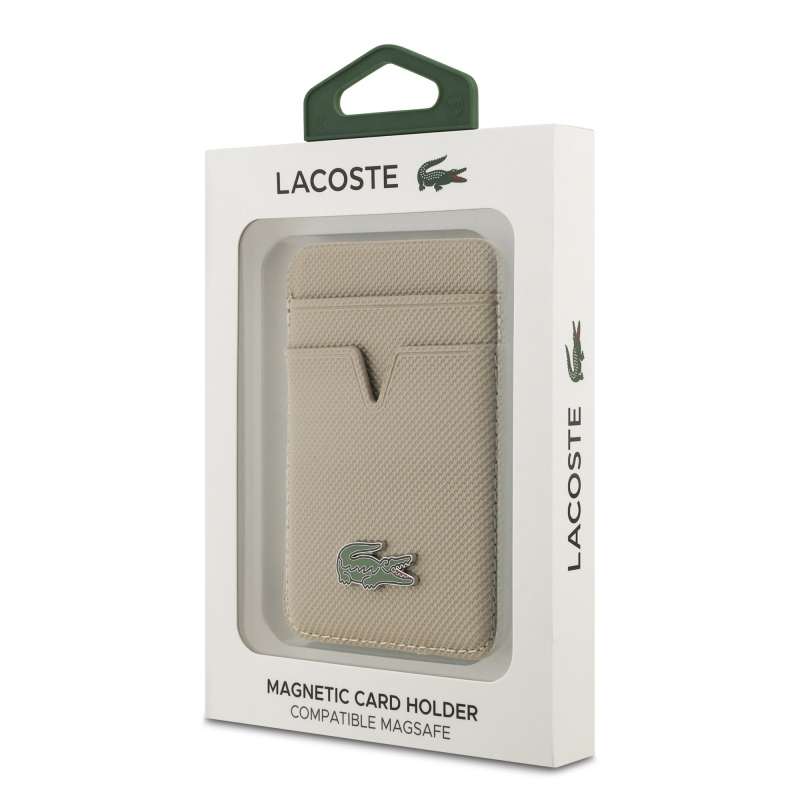 Lacoste PU Iconic Petit Pique MagSafe peňaženka Taupe