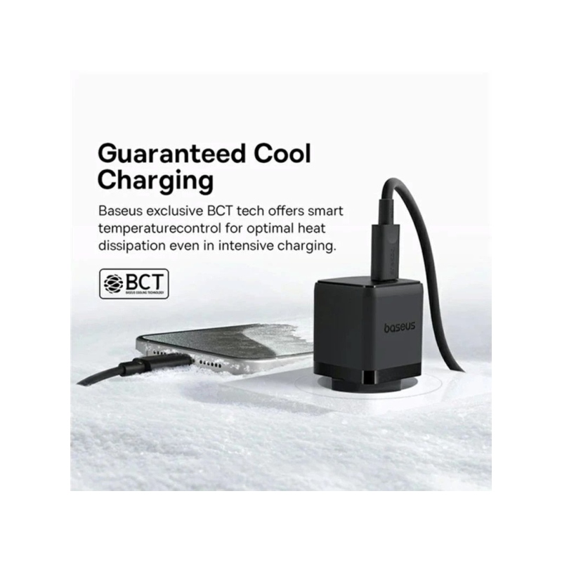 Rýchla nabíjačka Baseus Palm USB-C 20W + dátový kábel USB-C/USB-C 1m čierna