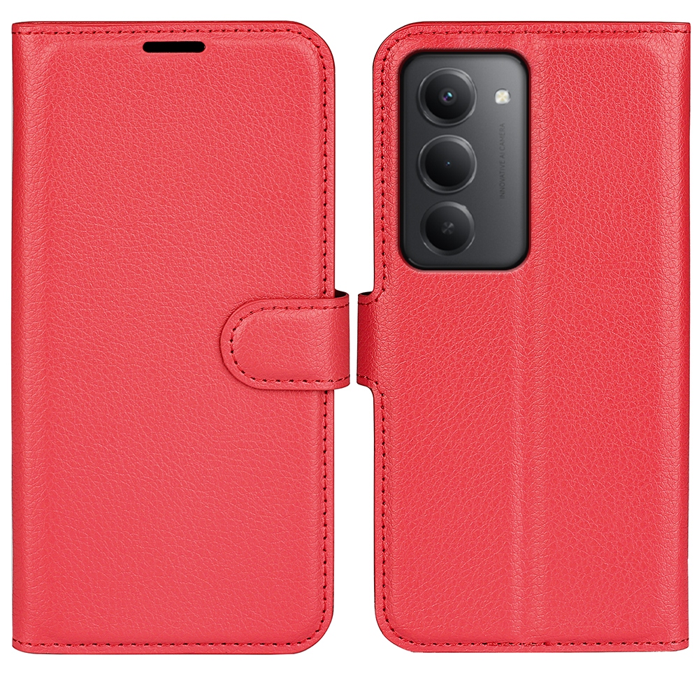 Litchi knižkové púzdro na Xiaomi Redmi 15 4G/5G (171mm) - červené