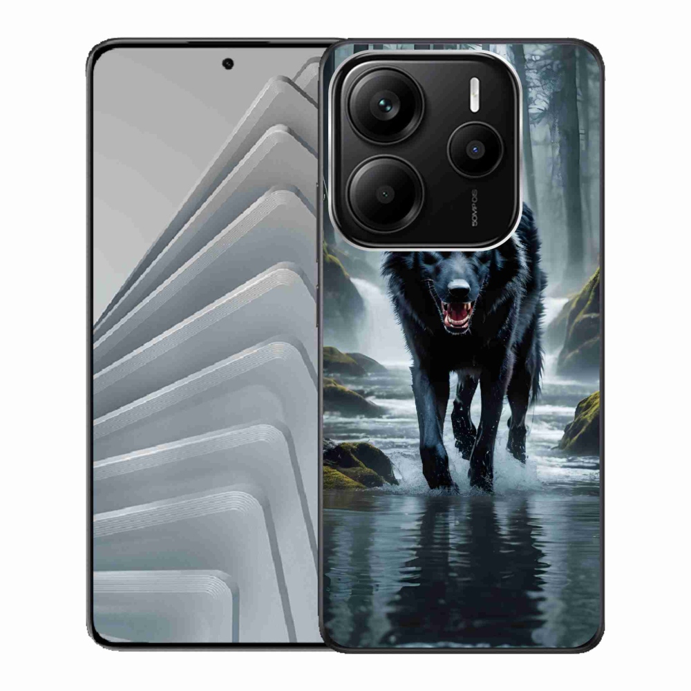 Gélový kryt mmCase na Xiaomi Redmi Note 14 5G - čierny vlk