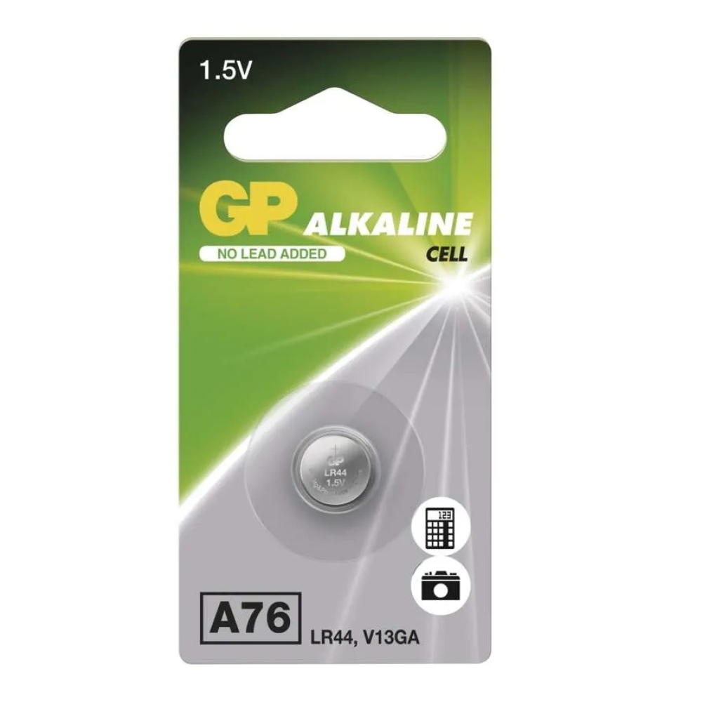 Alkalická gombíková batéria GP A76F (LR44)