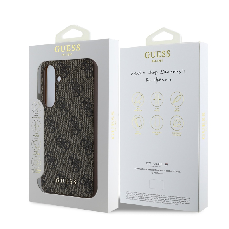 Guess 4G Charm Zadní Kryt pre Samsung Galaxy S24 FE Brown