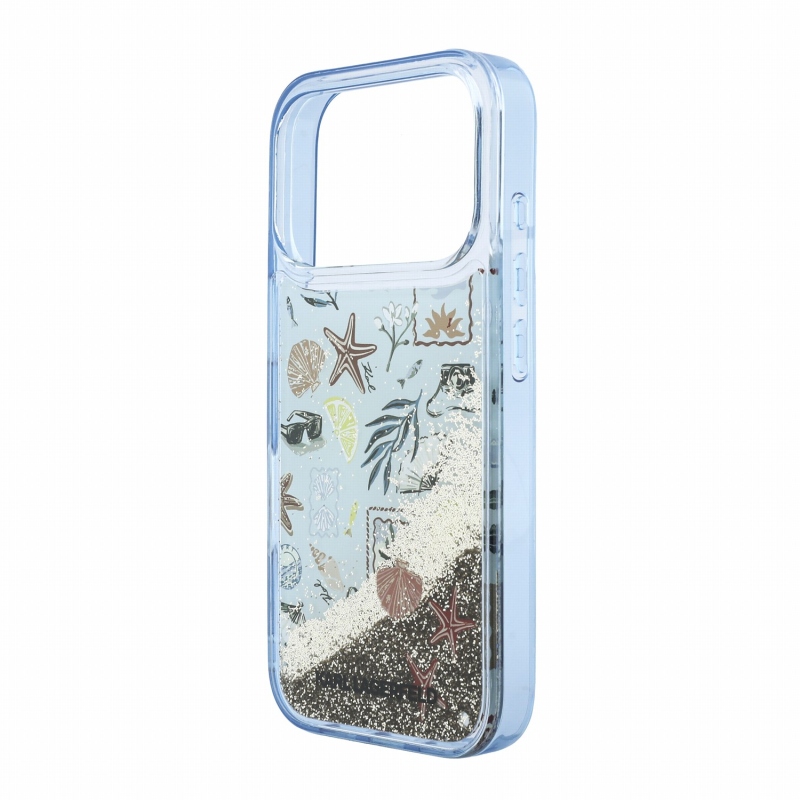 Karl Lagerfeld Liquid Glitter Beach zadný kryt pre iPhone 18 Pro Max, modrý