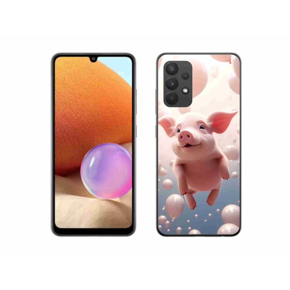 Gélový kryt mmCase na Samsung Galaxy A32 4G - prasiatko s balónikmi