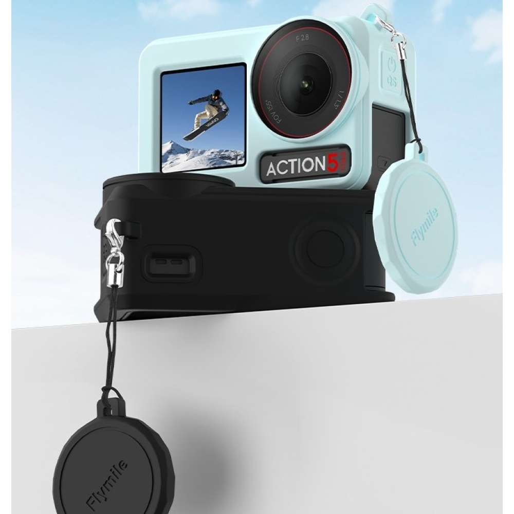 FLYMILE silikónový ochranný obal s krytkou objektívu pre DJI Osmo Action 5 Pro - sivý