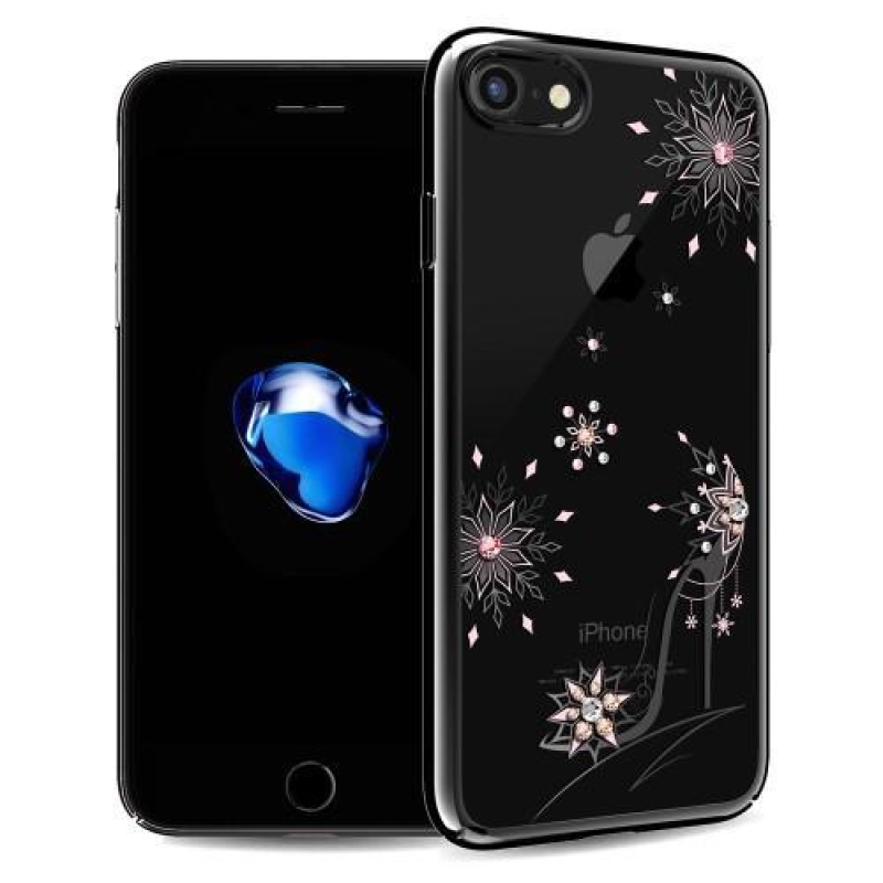 Luxy elegantný plastový obal sa zdobením na iPhone 7 a 8 - kvetinový střevíc
