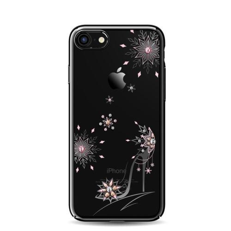 Luxy elegantný plastový obal sa zdobením na iPhone 7 a 8 - kvetinový střevíc