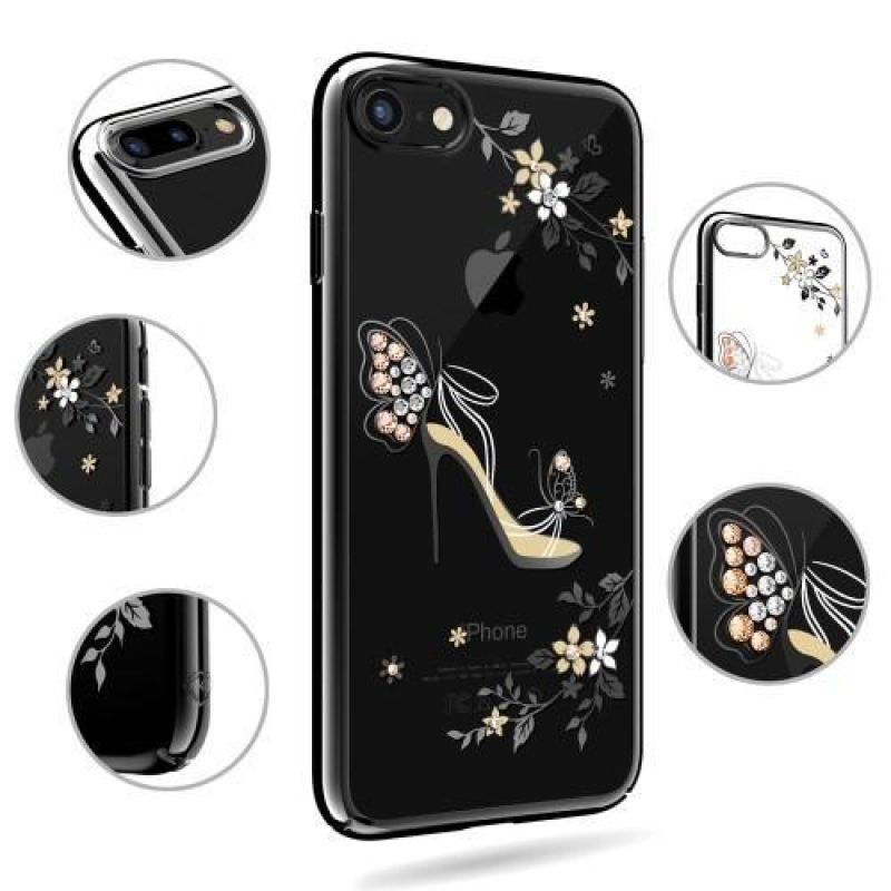 Luxy elegantný plastový obal sa zdobením na iPhone 7 a 8 - střevíc s motýliky