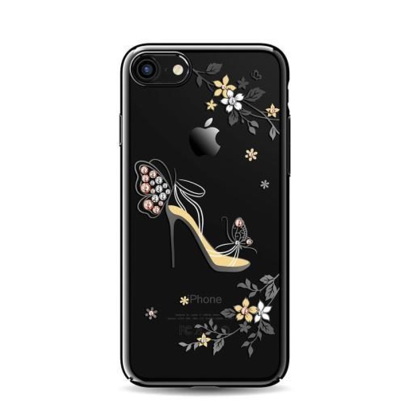 Luxy elegantný plastový obal sa zdobením na iPhone 7 a 8 - střevíc s motýliky