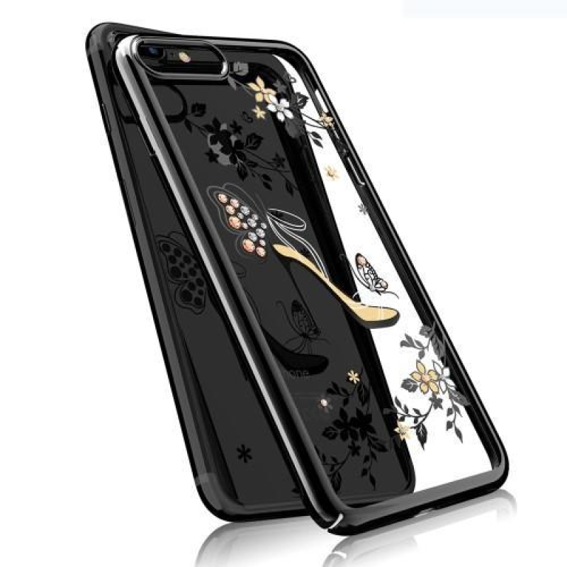 Luxy elegantný plastový obal sa zdobením na iPhone 7 a 8 - střevíc s motýliky