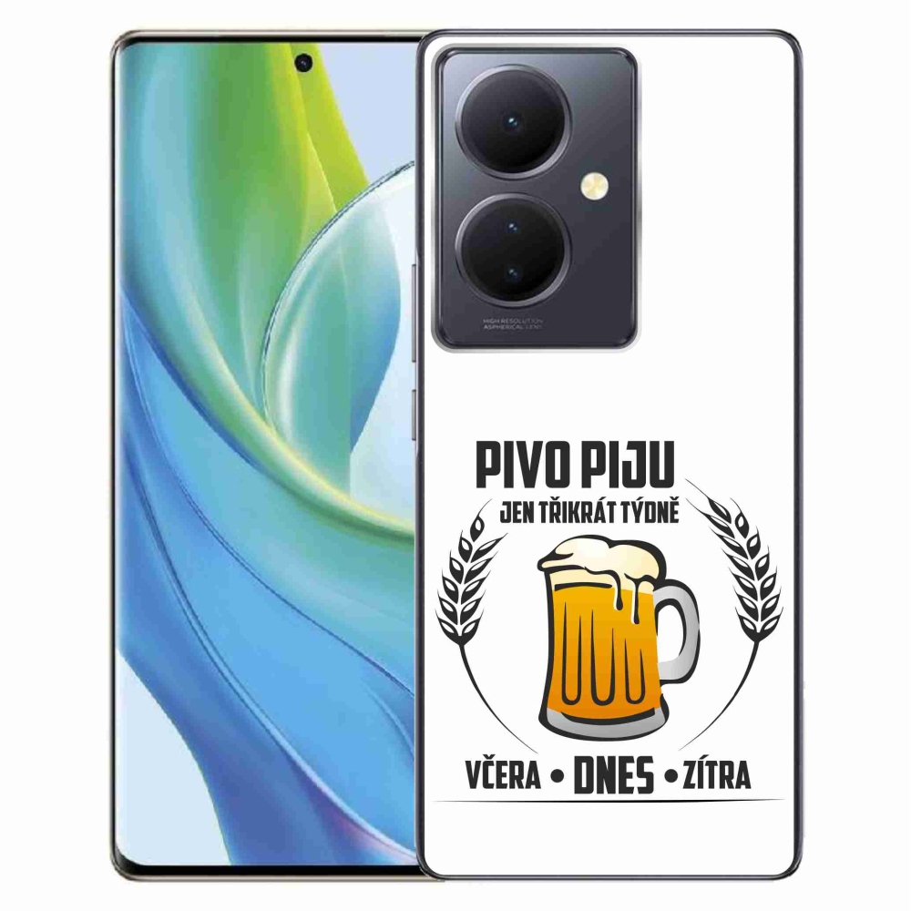 Gélový kryt mmCase na Vivo V29 Lite 5G - pivný motív biele pozadie