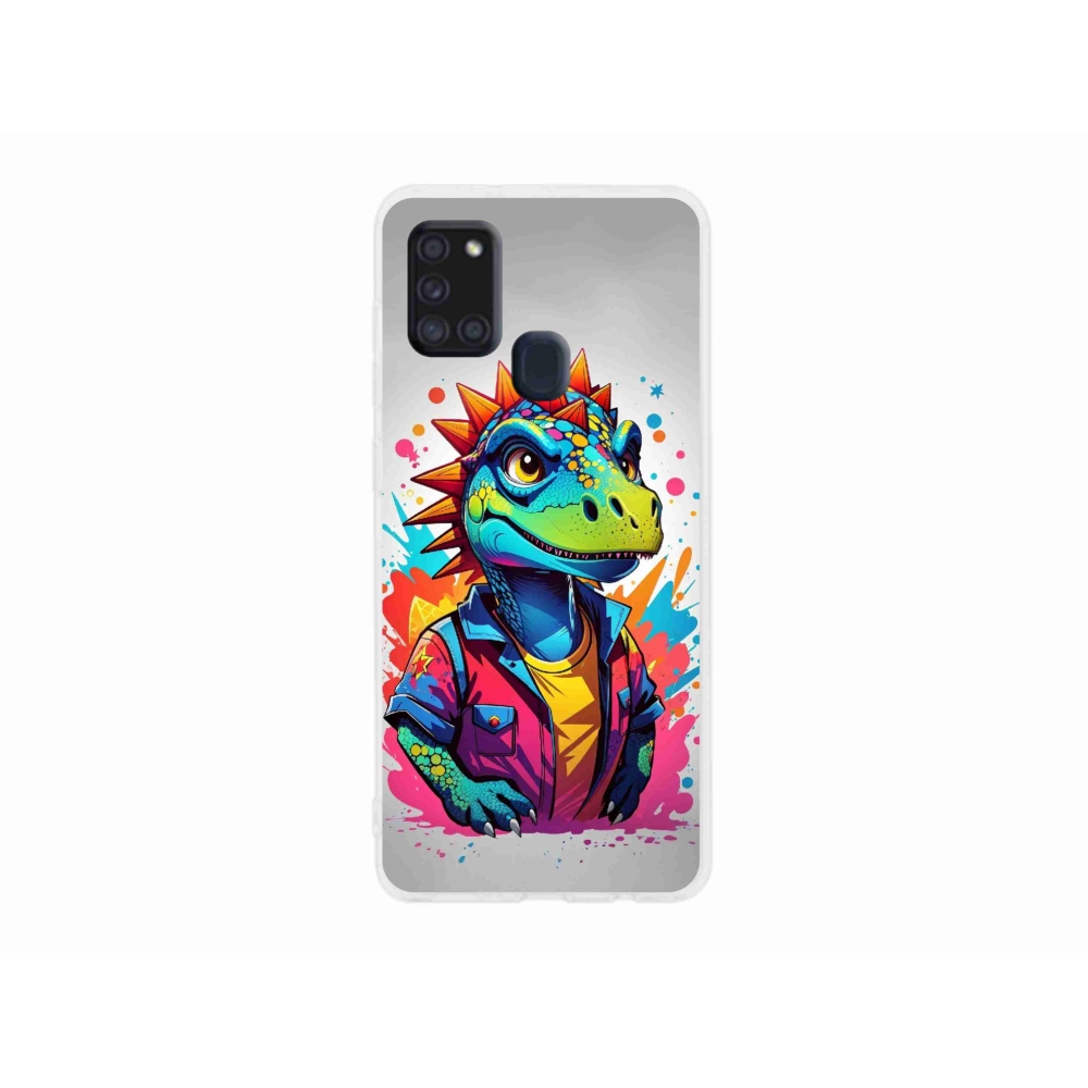 Gélový kryt mmCase na Samsung Galaxy A21s - farebný dinosaurus