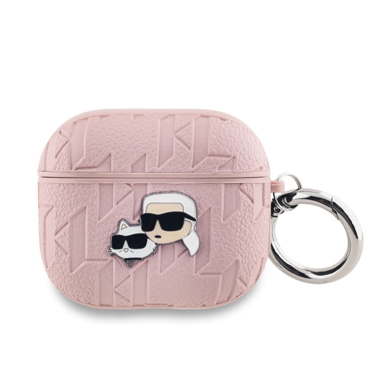 Karl Lagerfeld PU Embossed Karl and Choupette Heads Puzdro pre AirPods 3 Pink