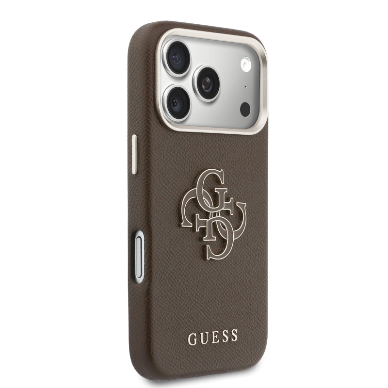 Zadný kryt s logom Guess PU Resin pre iPhone 17 Pro Brown