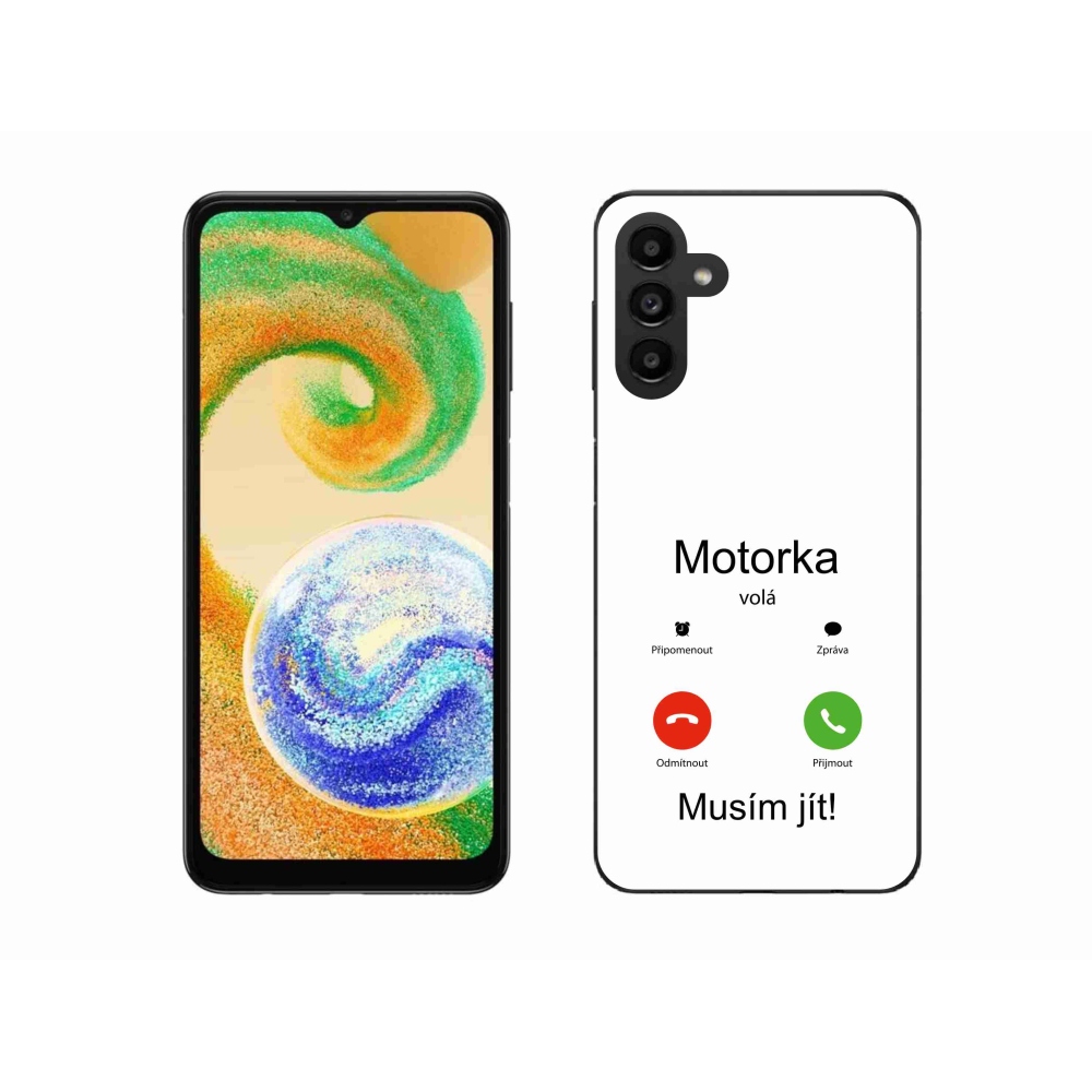 Gélový kryt mmCase na Samsung Galaxy A04s (164.7x76.7x9.1mm) - motorka volá biele pozadie