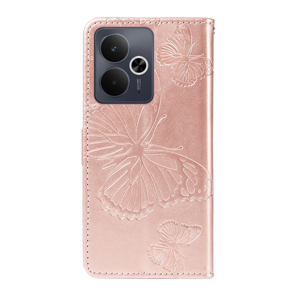 Big Butterfly knižkové púzdro na Realme 14 5G/14T 5G - ružovozlaté