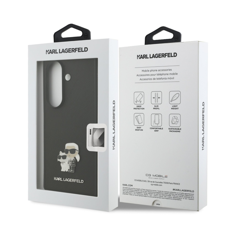 Karl Lagerfeld PU Saffiano Karl and Choupette Zadný Kryt pre Samsung Galaxy Z Fold 7 Black