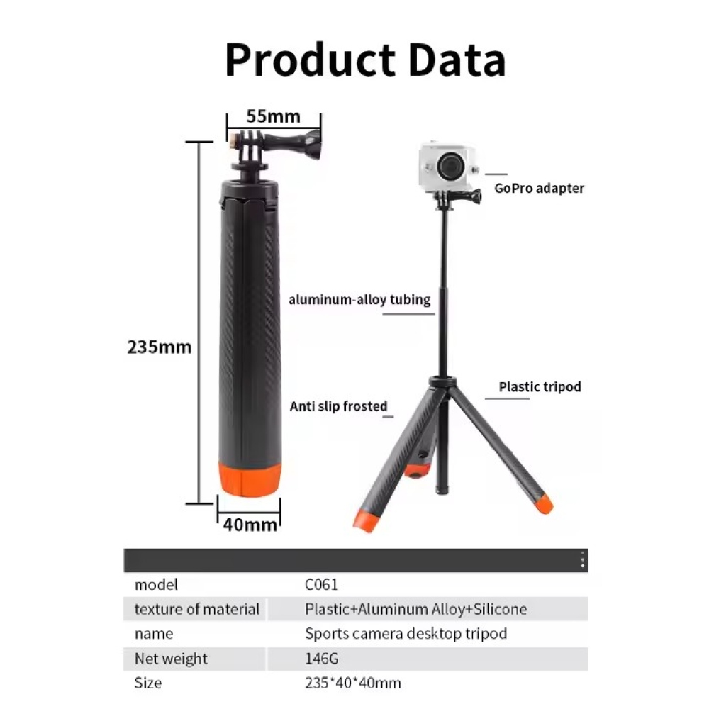 Plávajúce selfie tyč so statívom pre akčné kamery
