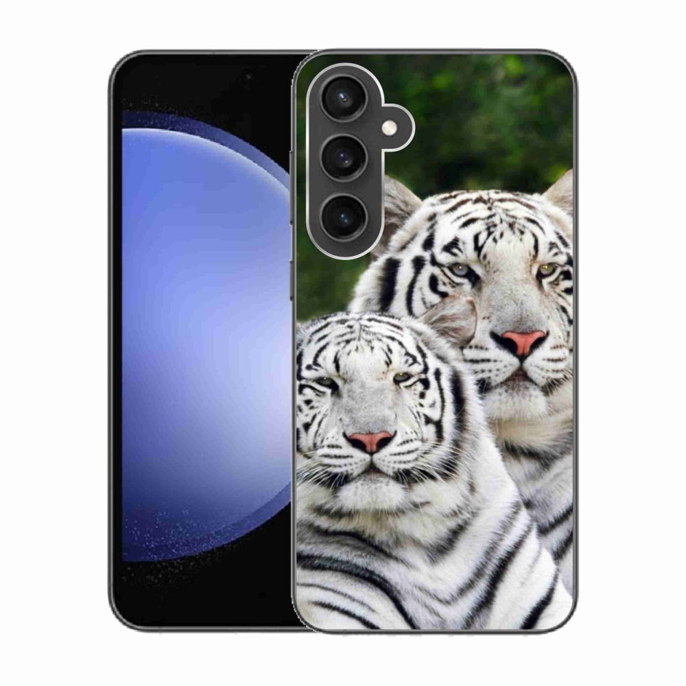 Gélový obal mmCase na Samsung Galaxy S23 FE - bieli tigre