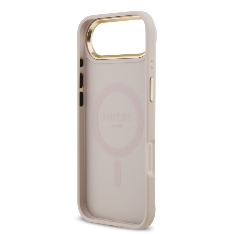 Guess PU kožený zadný kryt 4G Gold Frame MagSafe pre iPhone Air Pink